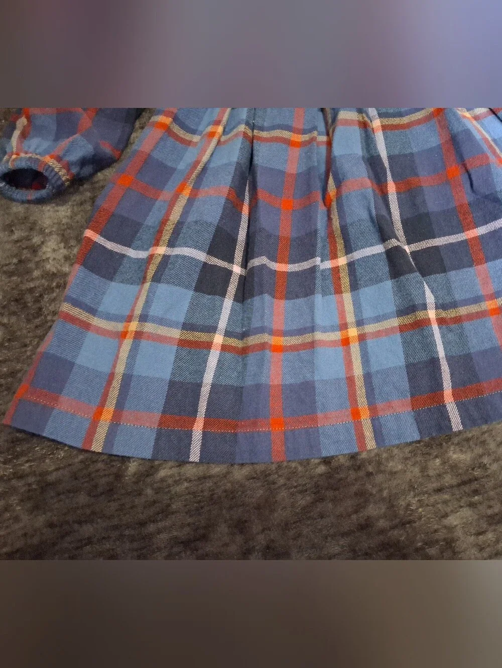 Old Navy Girls Blue/Red Plaid Fit & Flare Collared Puff Sleeve Dress 4T